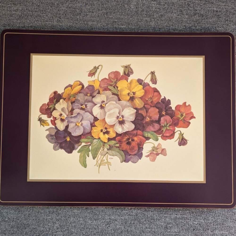 Pimpernel Cork-backed Placemats, "Pansies", Set of 4, 15.75" x 11.75"